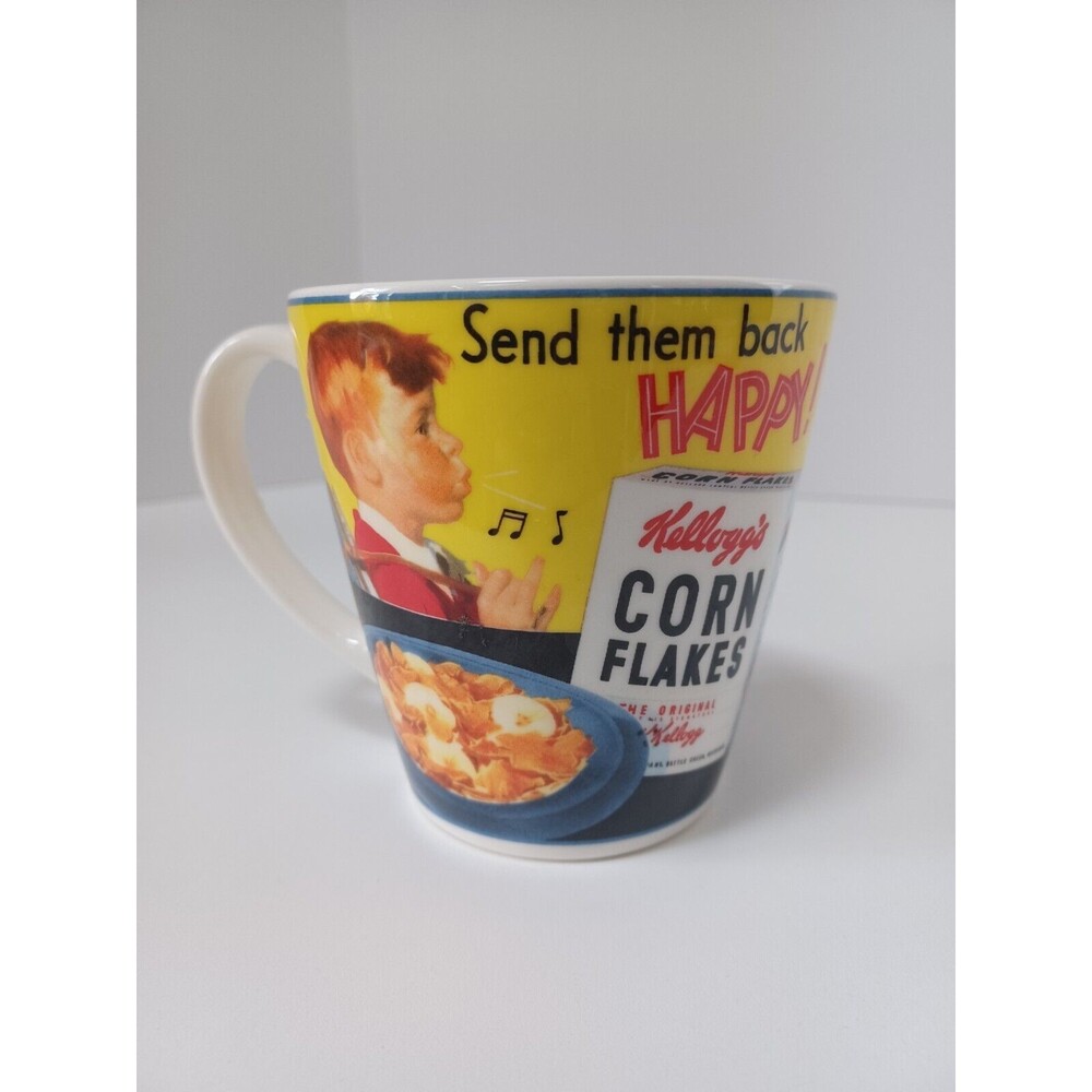 Vintage Retro Kellogg's Corn Flakes "Send Them Back‎ Happy" Coffee Mug
